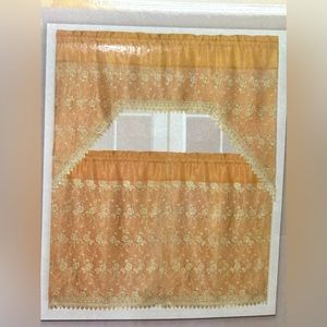 Lucy 3 piece Embbroidery kitchen curtain  set .: